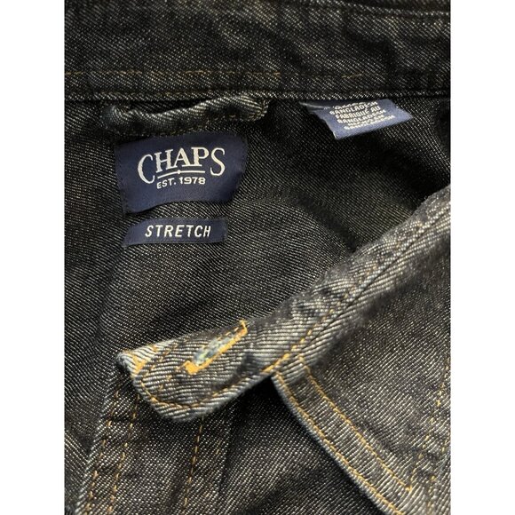 Chaps Mens BIG &TALL 4XB Comfort Stretch Button Denim Shirt Dark Rinse NWT New - Picture 7 of 8